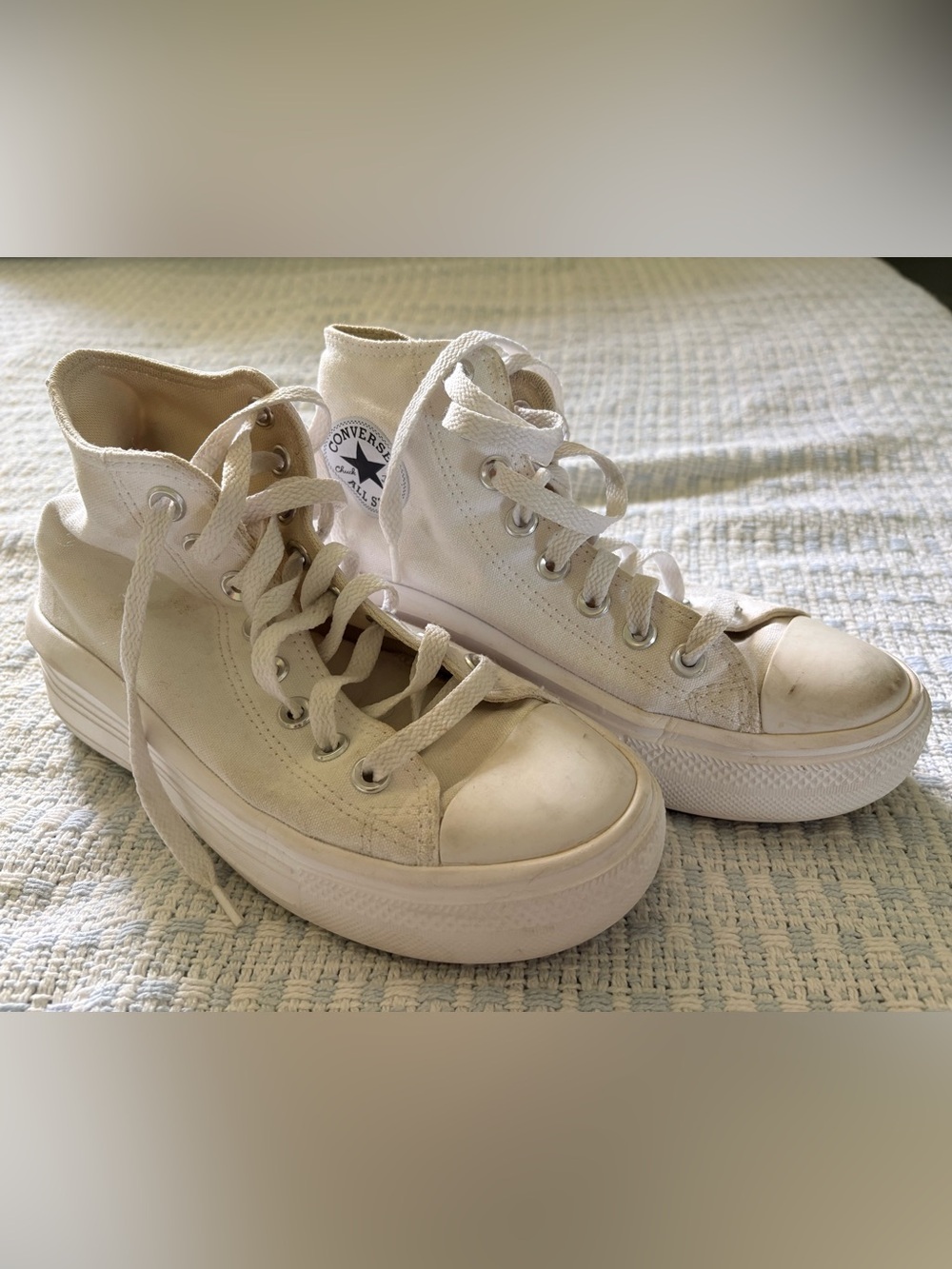 White Converse High Top Platform Sneakers